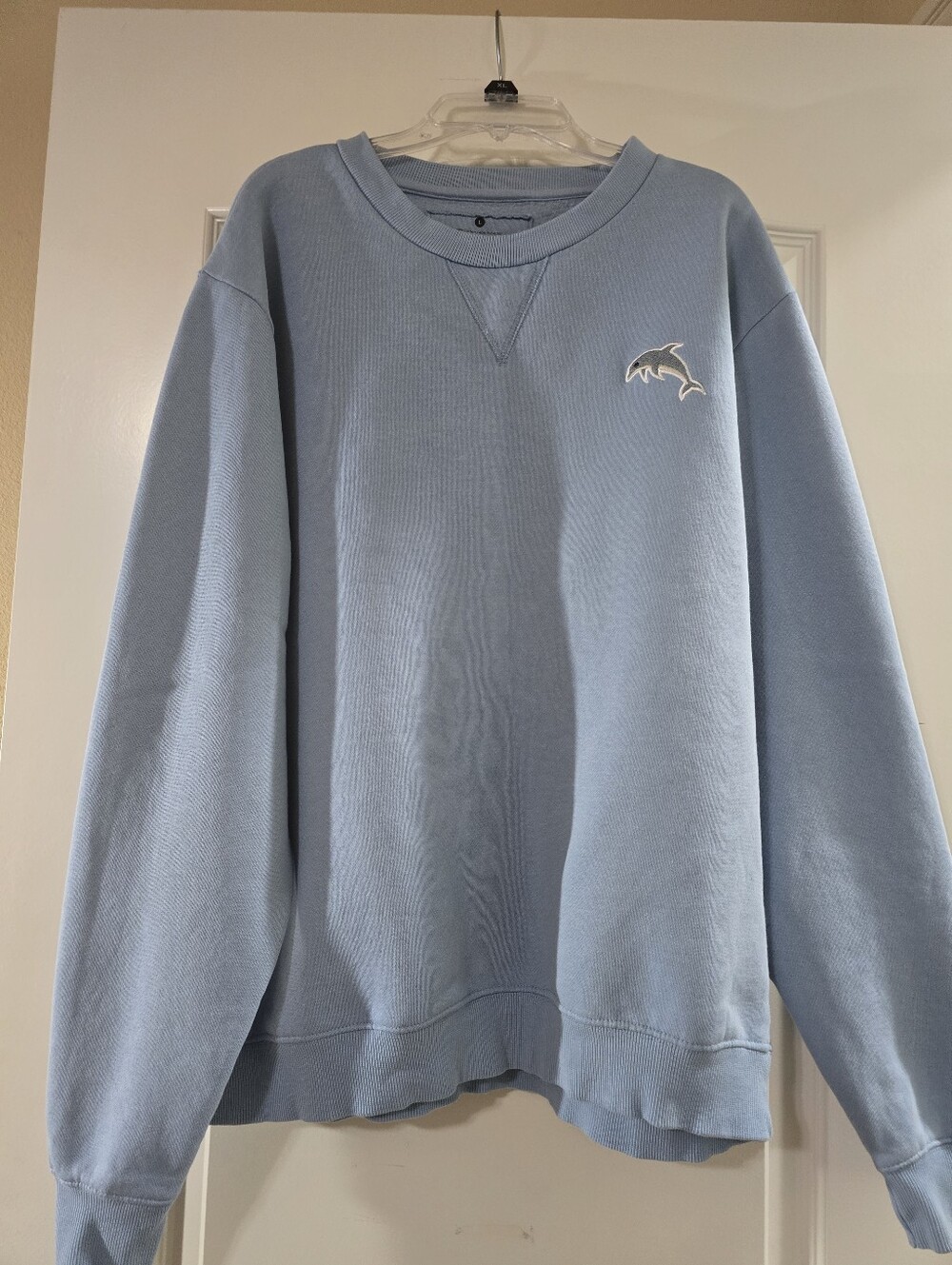 Light Blue Men's Crewneck Sweatshirt with Dolphin Logo